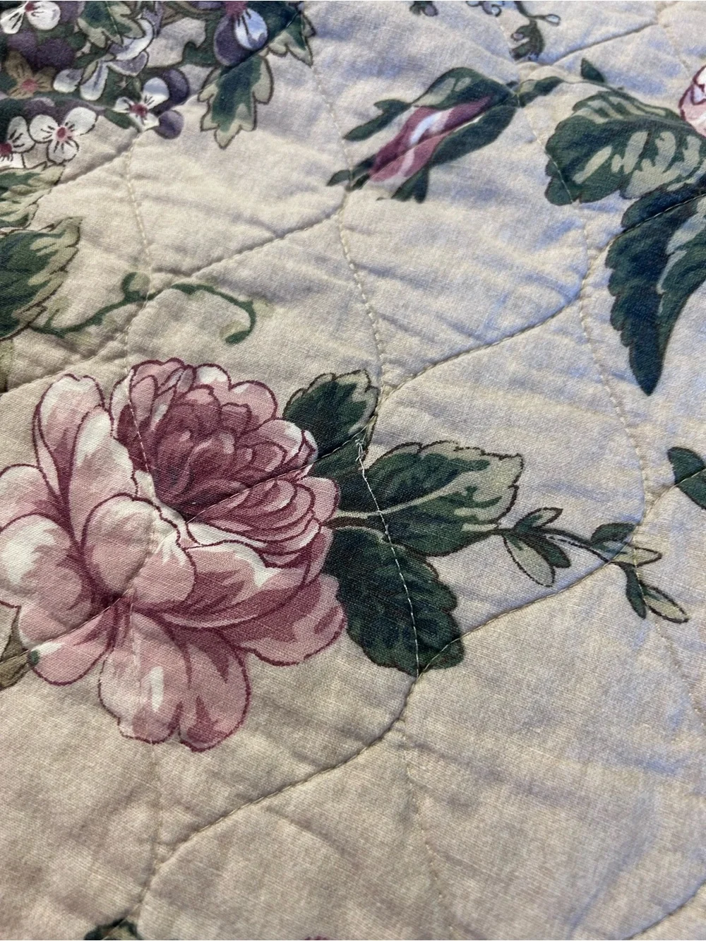 Pottery Barn Adelise Floral Cotton/Linen Reversible Quilt Full/Queen READ